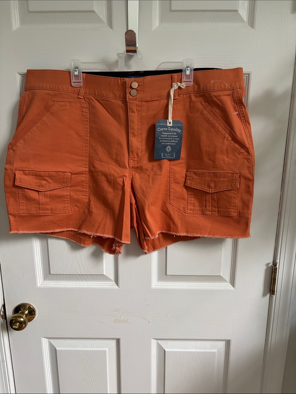 Democracy Orange High-Rise Utility Shorts size 22w.